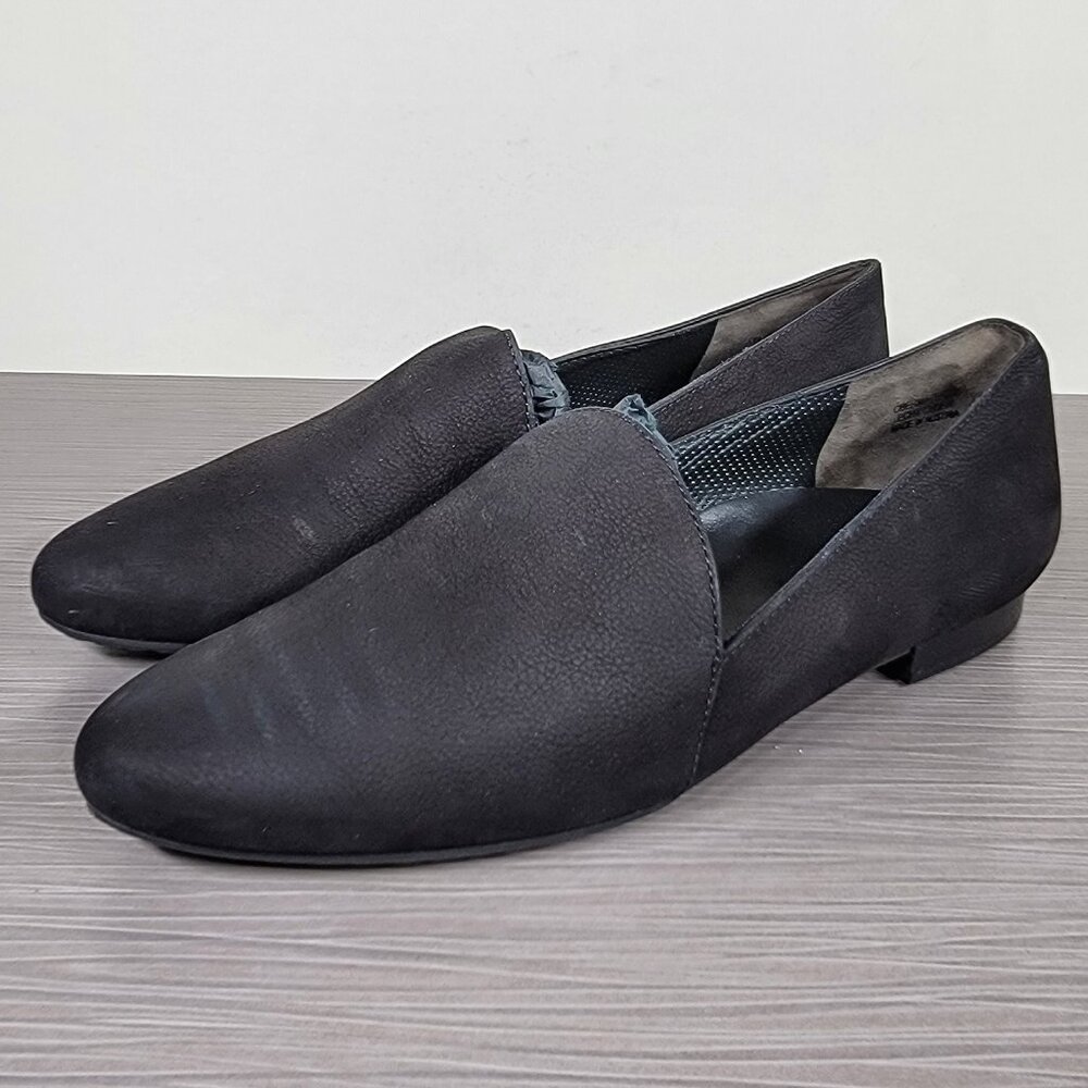 Paul Green Almond Toe Flat, Black Nubuck, Womens Size 7.5 US / 5 UK